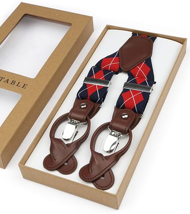 Suitable Luxe Suspenders Checks Red