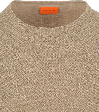 Suitable Pullover Structure Slub Beige