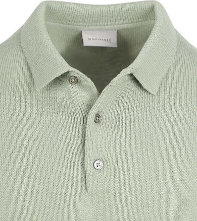 Suitable Heavy Knitted Polo Shirt Raw Light Green