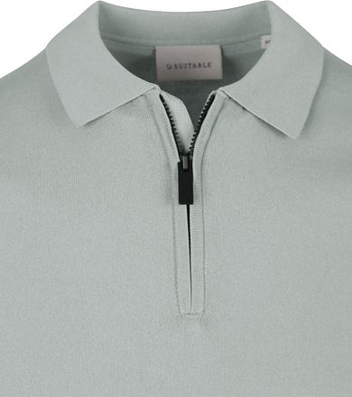 Suitable Knitted Half Zip Polo Shirt Dusty Grey