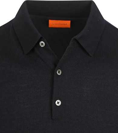 Suitable Rishi Polo i Mørkeblå Merinoull