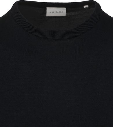 Suitable Stickad T-shirt Wap Navy