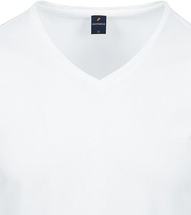 Suitable Vitasu T-skjorte V-hals Hvit 6-pakning