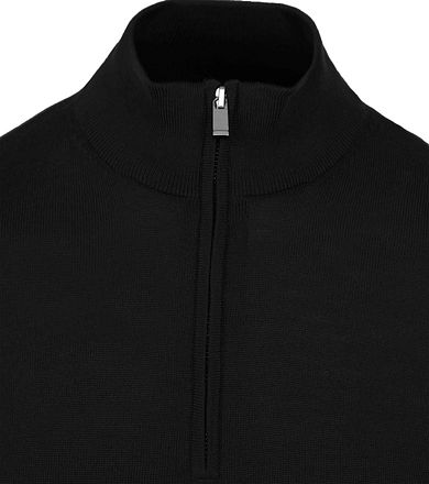 Suitable Merino Halv Zip Tröja Svart