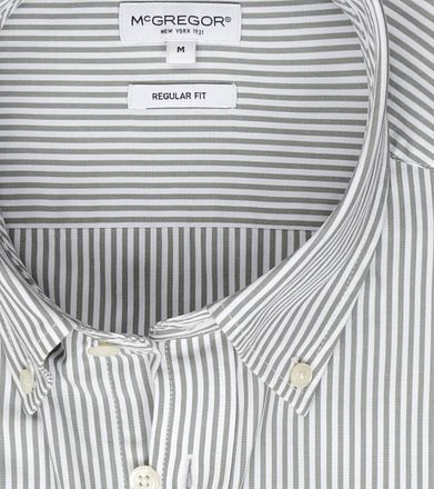 McGregor Skjorte Poplin stripet salviegrønn