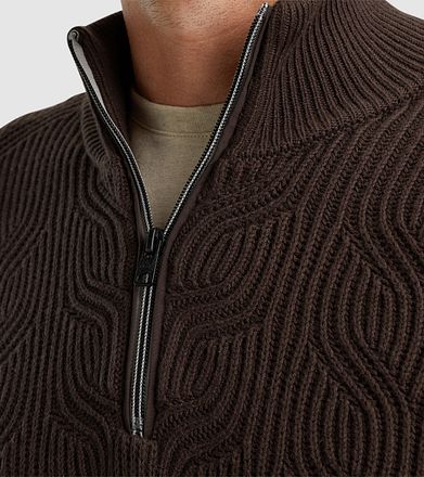 Vanguard Half Zip Tröja Struktur Ullmix Brun