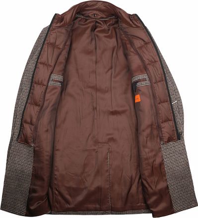 Suitable Manteau Mix Laine Pepita Beige Camel