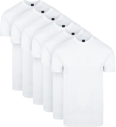 Suitable Obra T-Shirt Hoher Rundhalsausschnitt Weiß 6-Pack
