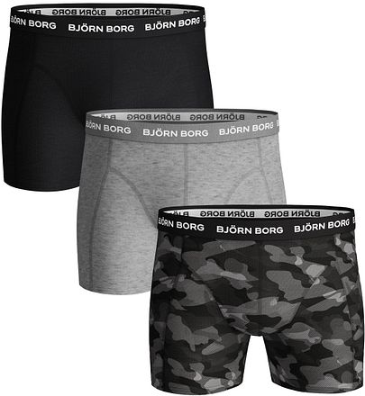 Bjorn Borg Cotton Stretch Boxers 3Pack Noir Gris