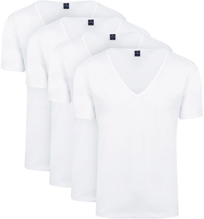 Suitable T-skjorte Dyp V-hals Vitaru Stretch Hvit (4-pakning)