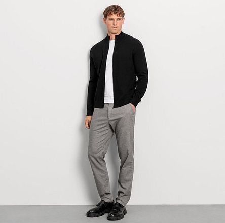 Olymp Half Zip Pullover Wolle Schwarz