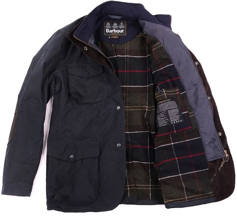 Barbour Veste Cirée Ogston Bleu Foncé
