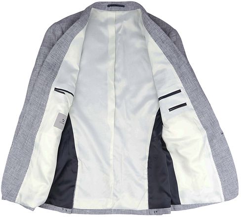 Suitable Blazer Pepita Linen Blue
