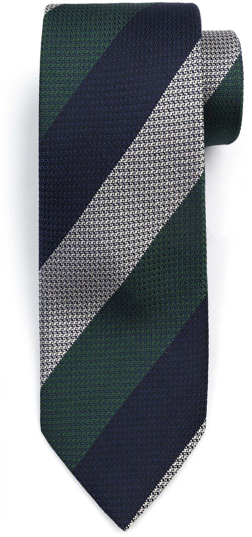 Suitable Tie Silk Wide Stripe Navy Green Product