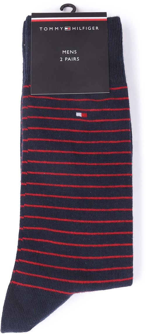 Tommy Hilfiger Skarpety 2 pary granatowe w paski Verpakking