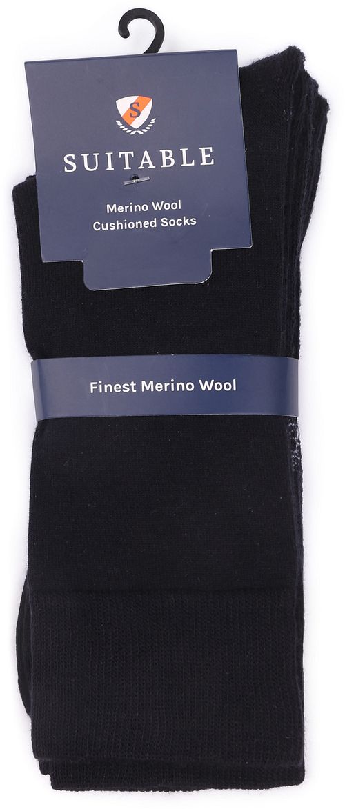 Suitable Merino Sockor Marinblå 2-Pack Verpakking