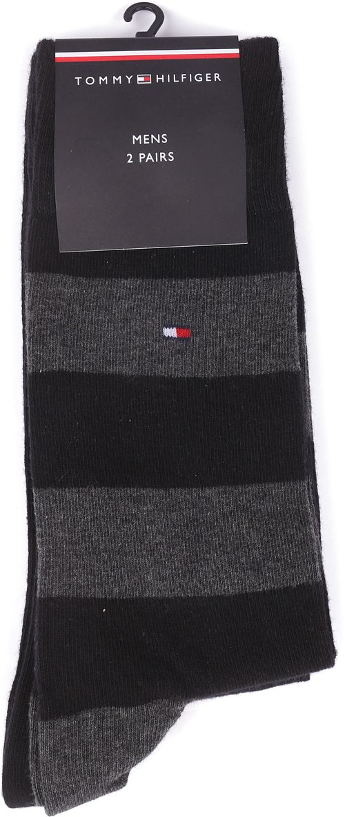Tommy Hilfiger pack de 2 calcetines a rayas lisas en negro Verpakking