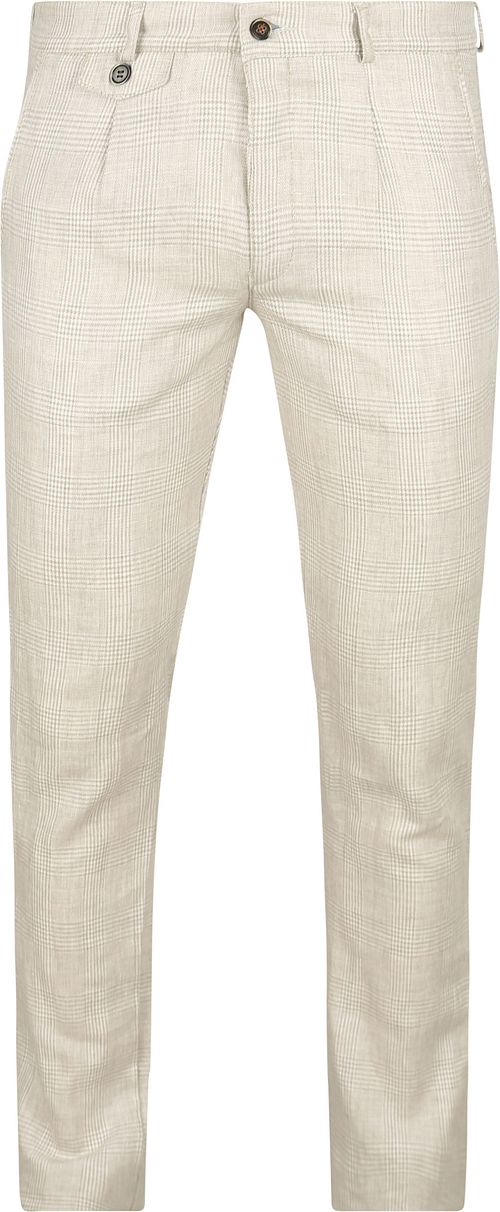 Passande Chino i Linneblandning Rutig Beige Product