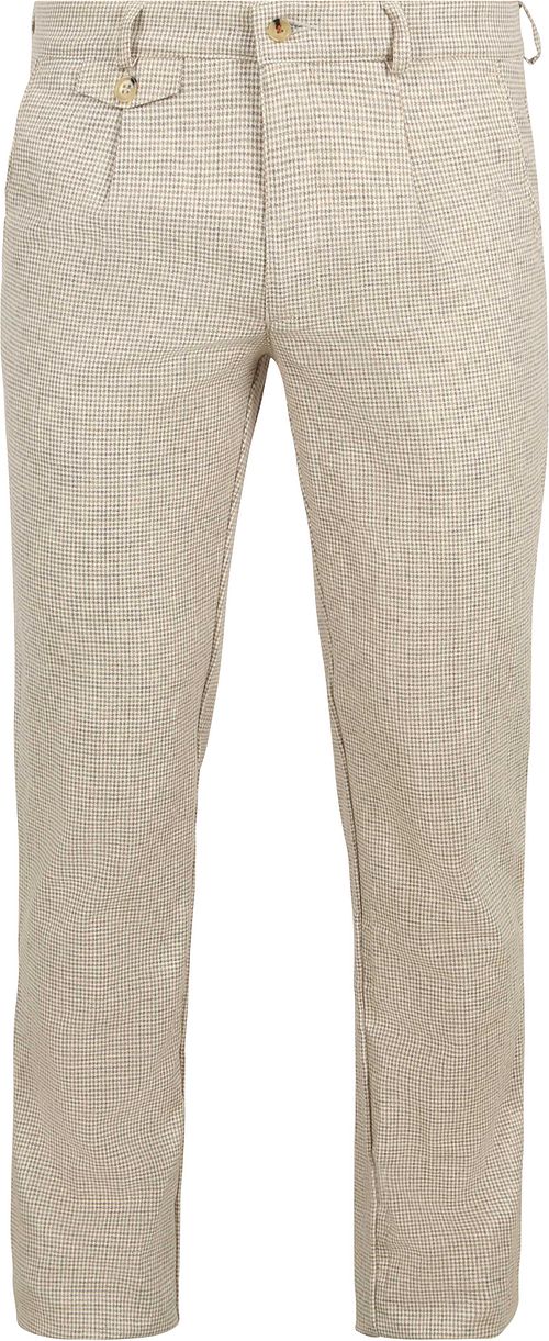 Suitable Chino Pico Pleat Cotton Linen Pepita Beige Product