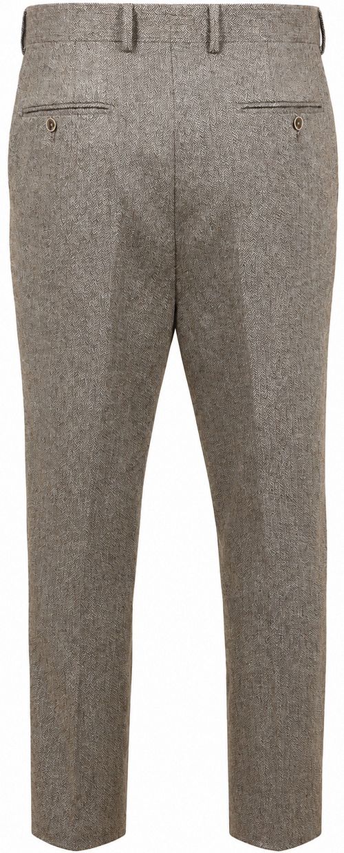 Suitable Trousers Straight Pleat Herringbone Beige