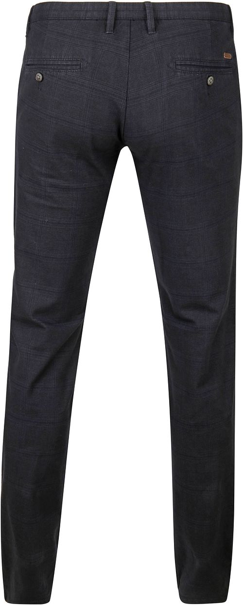 Suitable Chino Sartre a quadri blu scuro Product / Achterkant