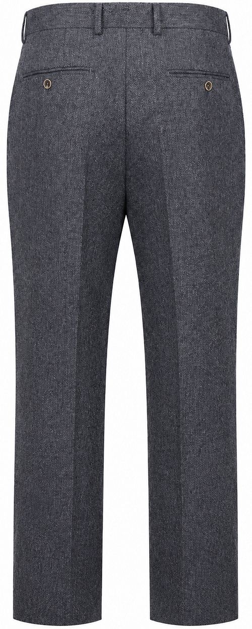 Suitable Spodnie Straight Pleat Herringbone Granatowy