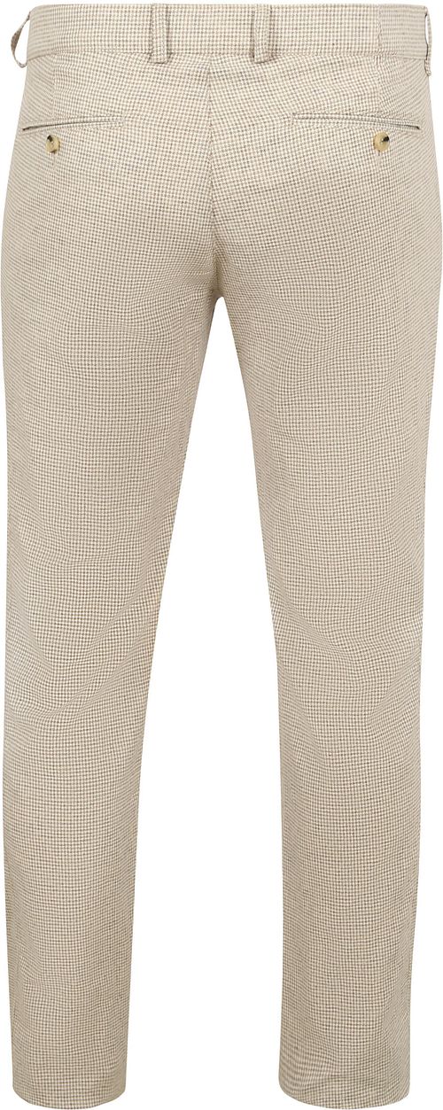 Suitable Chino Pico Pleat Cotton Linen Pepita Beige Product / Achterkant