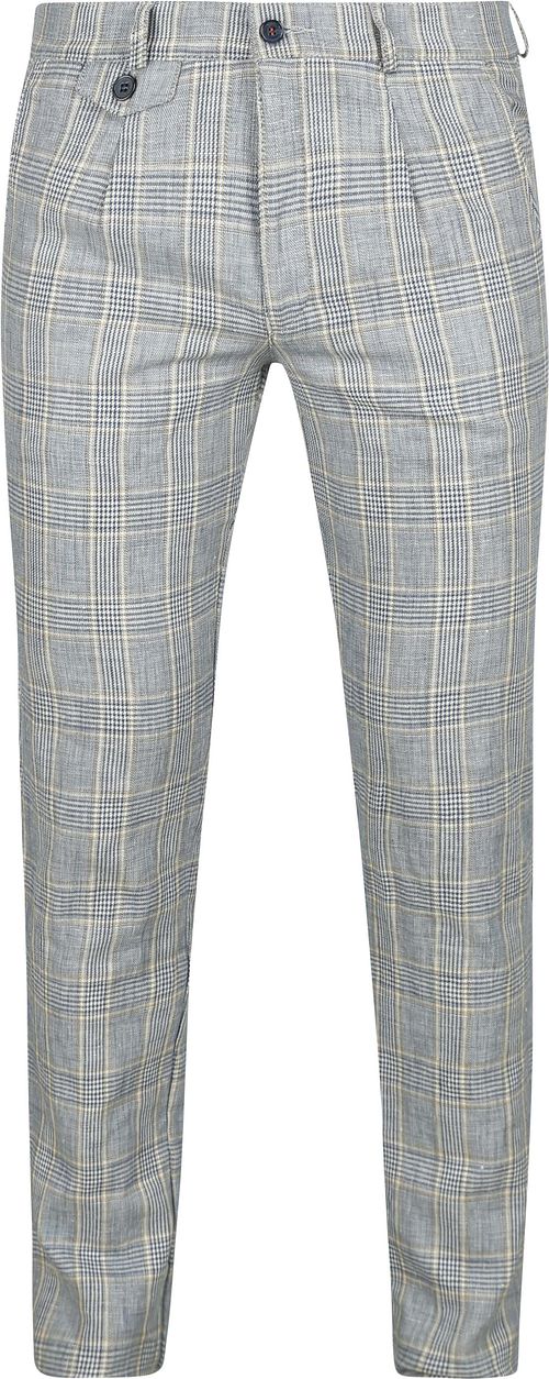Suitable Chino in misto lino a quadri blu Product