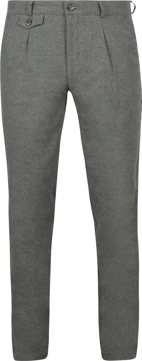 Suitable Chino Pico Pleat Flannel Grå Product
