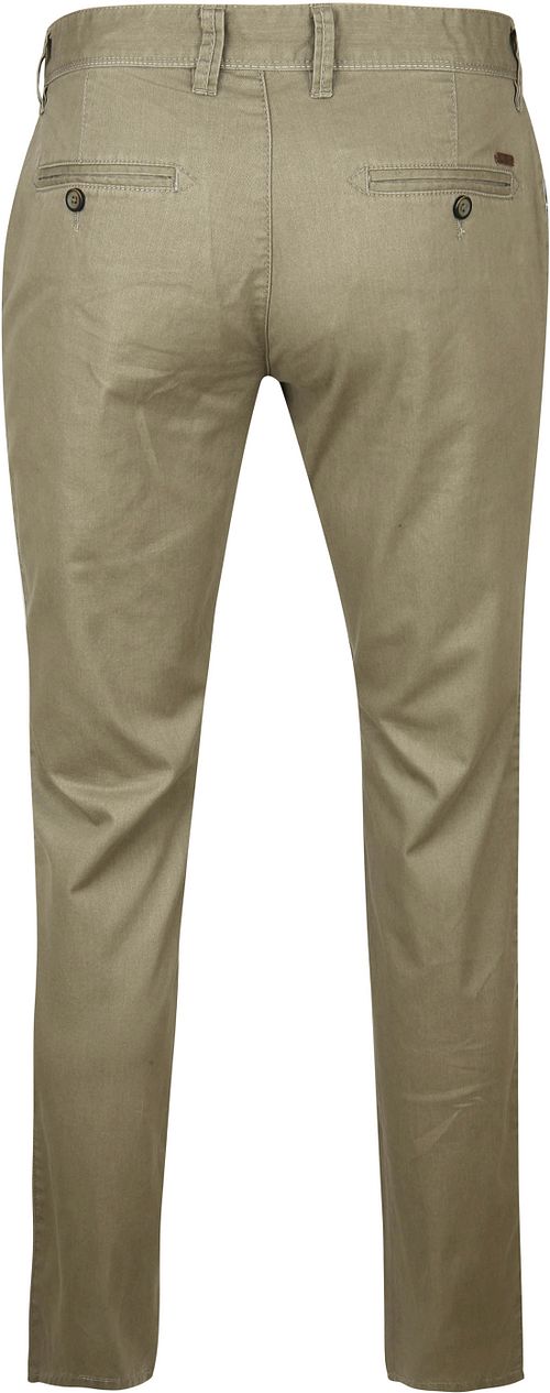 Suitable Pantalon Sartre Chino Vert Foncé Product / Achterkant