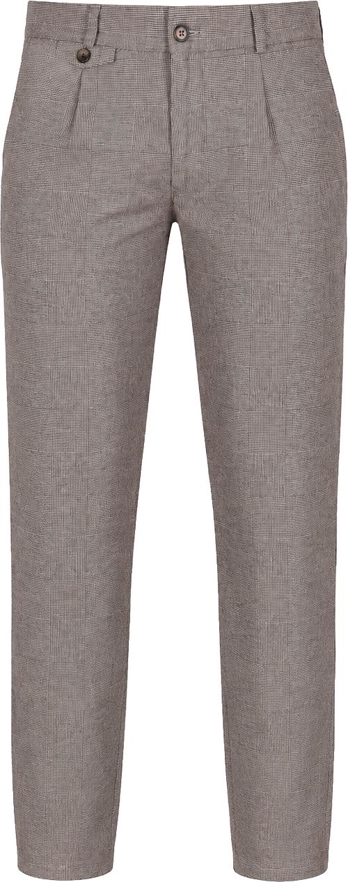 Suitable Chino Pico Pleat Check Sand