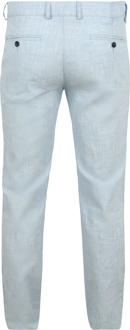 Suitable Chino Pico Pleat Cotton Linen Glencheck Lyseblå Product / Achterkant