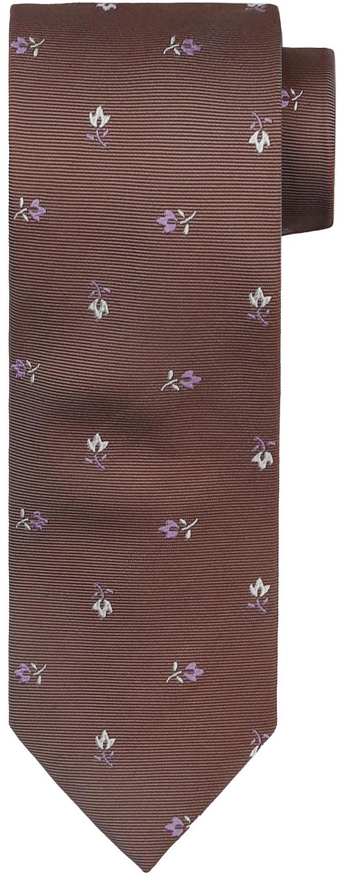Suitable cravatta in seta con motivo floreale marrone Product