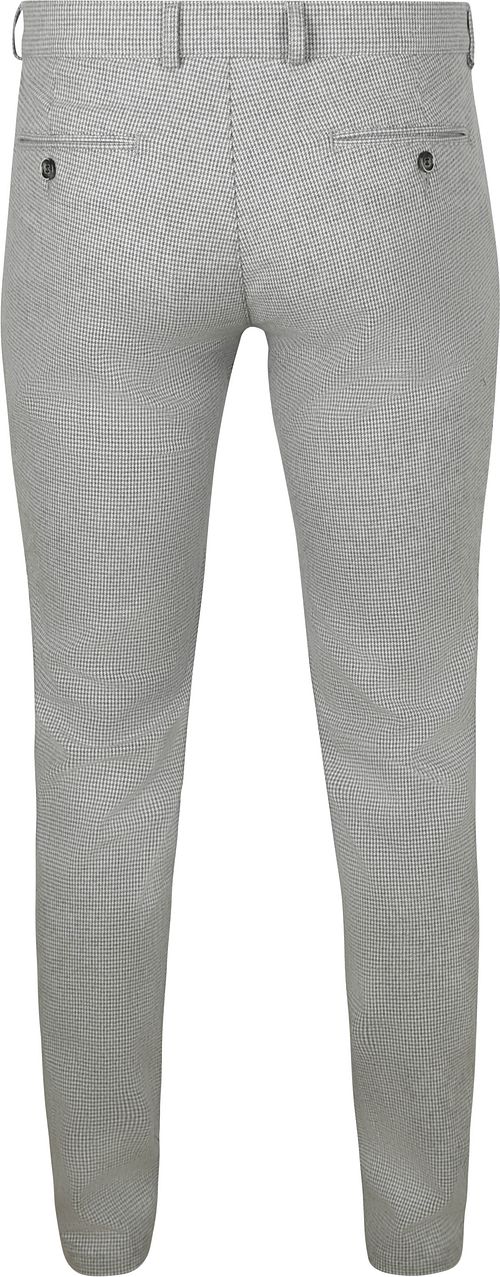 Suitable Chino Pico Pleat Flanel Print Grey Product / Achterkant