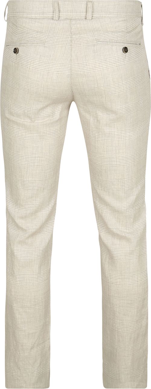 Chino Suitable de mezcla de lino a cuadros en beige Product / Achterkant