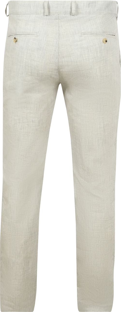 Suitable Chino Pico Pleat Cotton Linen Glencheck Light Grey Product / Achterkant