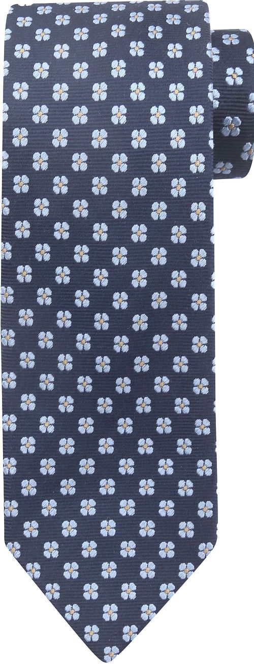 Suitable Corbata de seda con flores azul marino Product