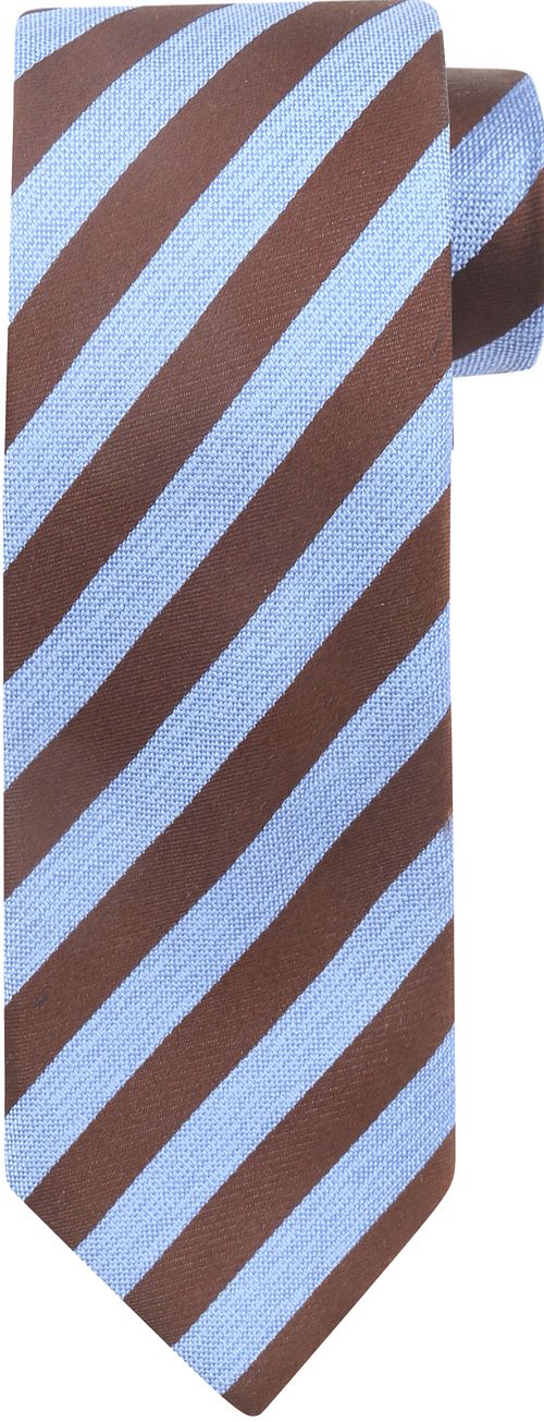 Suitable Stropdas Zijde Streep Blauw Bruin Product