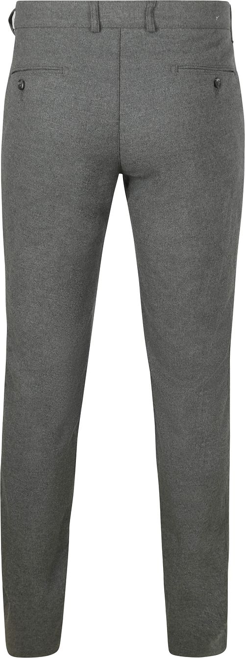 Chinosy Suitable Pico Pleat z flaneli, szare Product / Achterkant