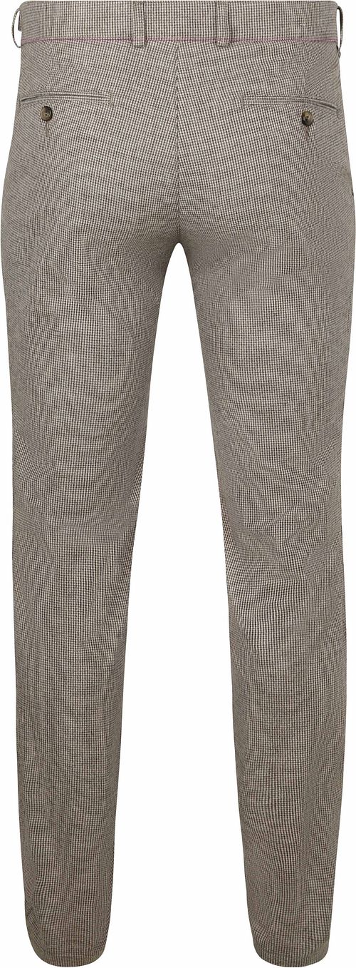 Suitable Chino Pico Pleat Flanel Print Beige Product / Achterkant