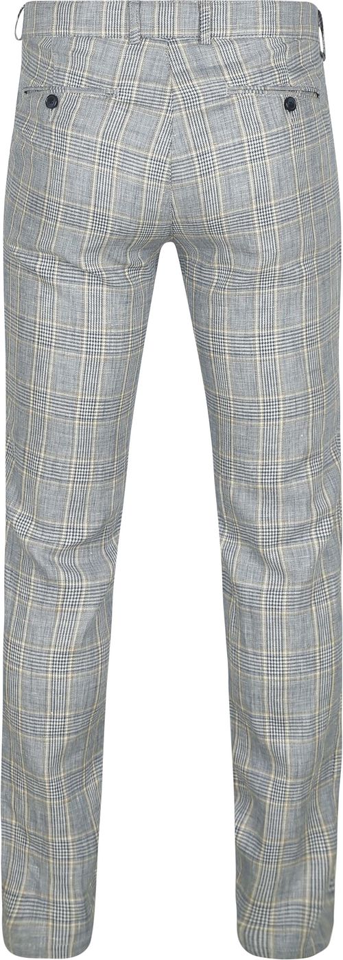 Suitable Chino Linen Blend Ruiten Blauw Product / Achterkant