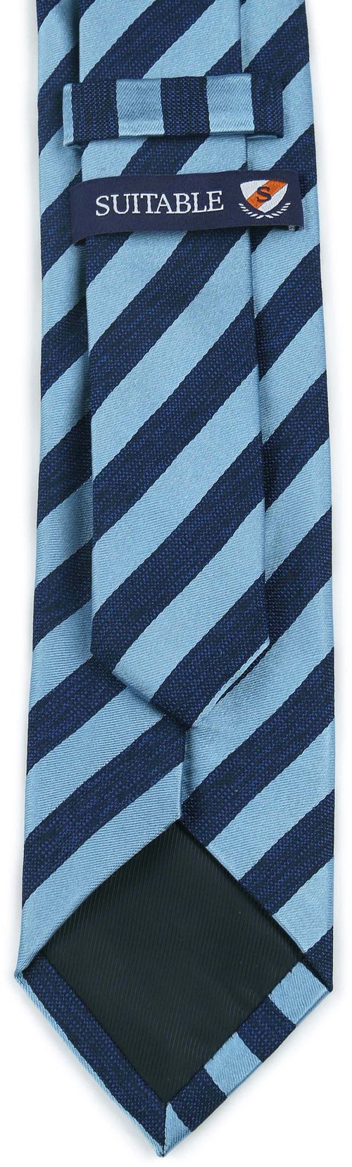 Suitable Cravate Soie Indigo Rayé Product / Achterkant