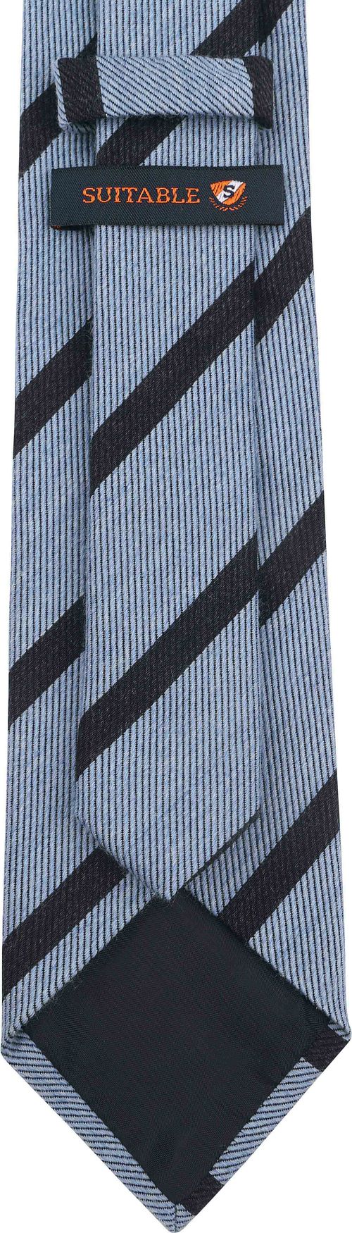 Suitable cravatta in lana blend a righe azzurro chiaro Product / Achterkant