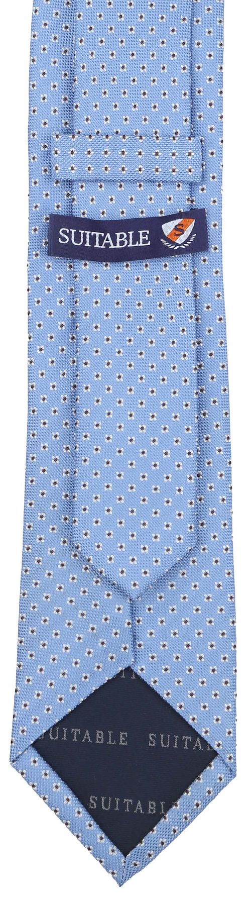 Suitable Tie Silk Stripe Flowers Blue Product / Achterkant