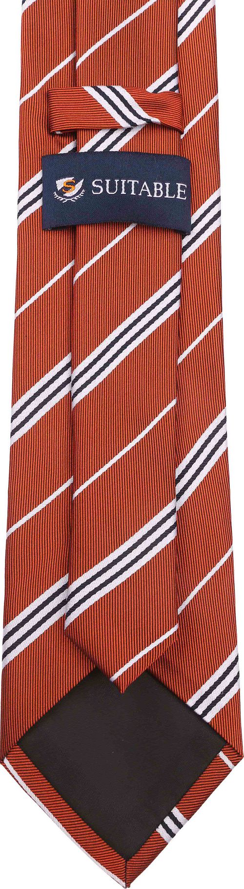 Suitable Cravate Soie Rouge Rayé Product / Achterkant