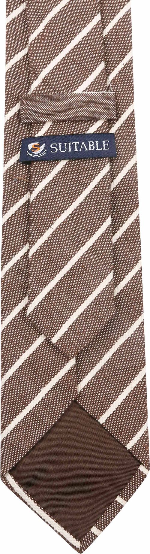 Suitable Cravatta in lino a righe marrone Product / Achterkant