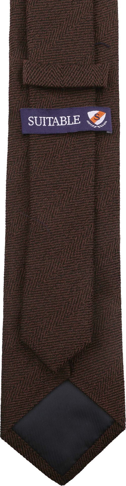 Suitable Krawatte Wolle/Seide Fischgrätenmuster Braun Product / Achterkant