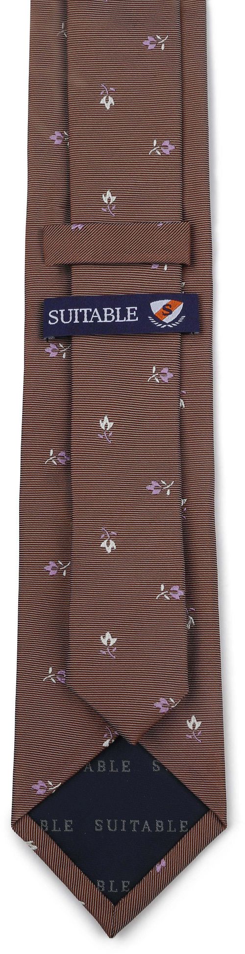 Suitable Corbata de seda con flores marrón Product / Achterkant