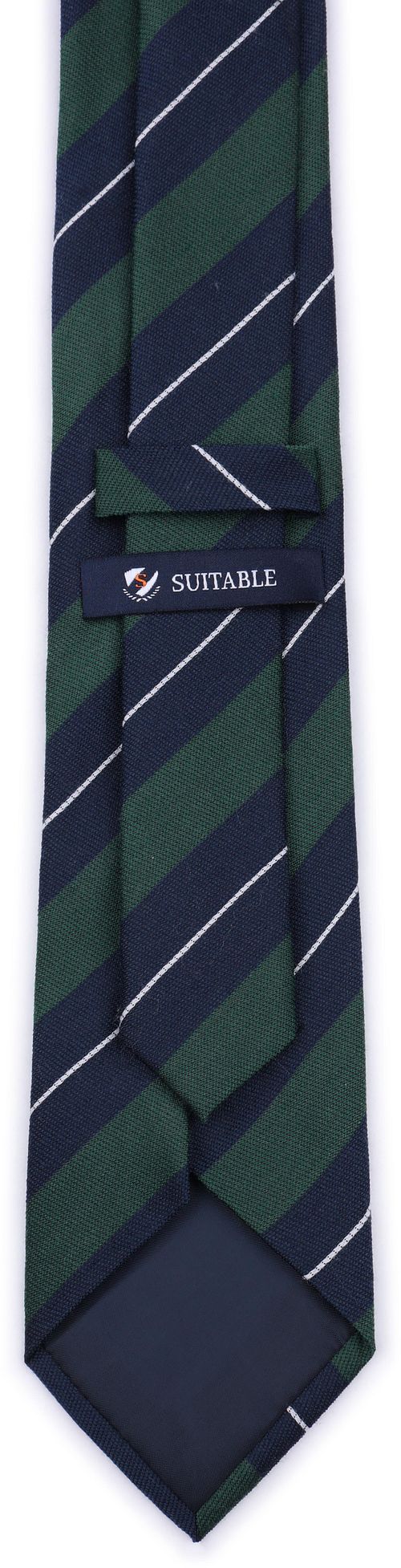 Suitable Stropdas Zijde Triple Stripe Donkergroen Product / Achterkant