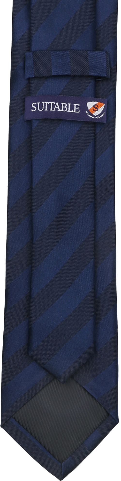 Suitable Krawatte Seide Streif Navy Product / Achterkant